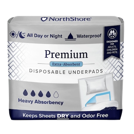 Northshore Premium SuperAbsorbent Underpads, Blue, 8oz, Small, 17x25, Case, 200 Count  Best Value 5170